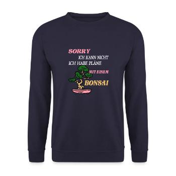 Lustiges Bonsai Sammler - Unisex Pullover - Navy - Vorne - Alina (178cm) & Michal (187cm)