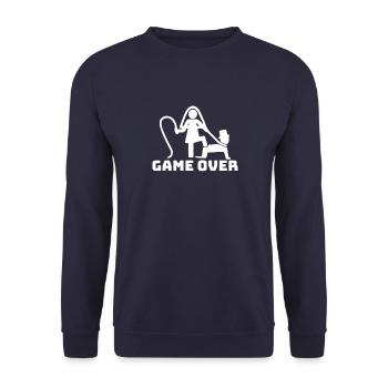 Junggesellenabschied Bräutigam Game Over Gamer - Unisex Pullover - Navy - Vorne - Alina (178cm) & Michal (187cm)