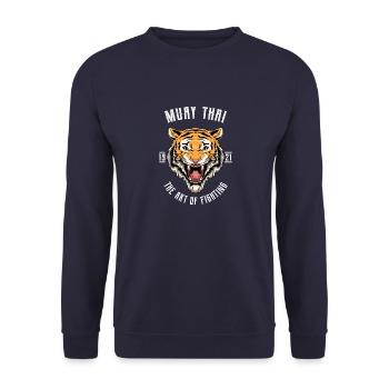 Muay Thai Tiger - Thaiboxen - Unisex Pullover - Navy - Vorne - Alina (178cm) & Michal (187cm)