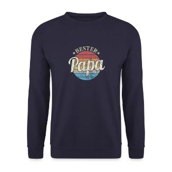 Best Dad 2021 Father's Day Daddy Dad Retro Vintag - Unisex Sweatshirt - navy - Front - Alina (178cm) & Michal (187cm)