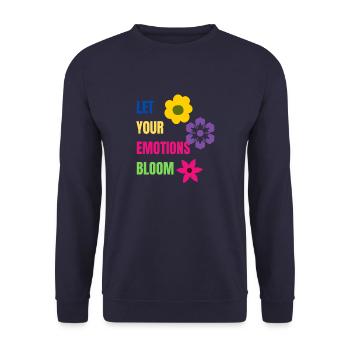 Let Your Emotions Bloom - Unisex Pullover - Navy - Vorne - Alina (178cm) & Michal (187cm)