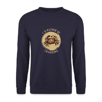 i´d rather be crabbing, Krabbe - Unisex Pullover - Navy - Vorne - Alina (178cm) & Michal (187cm)
