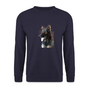 German Shepherd Profile Picture - Unisex Sweatshirt - navy - Front - Alina (178cm) & Michal (187cm)