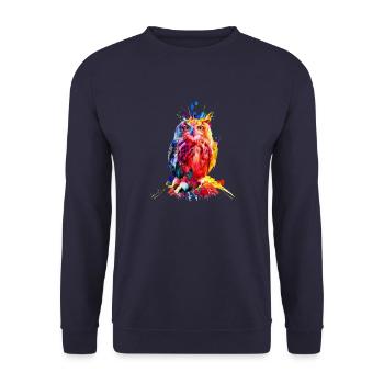 Hibou coloré, aquarelle - Sweat-shirt Unisexe - marine - Devant - Alina (178cm) & Michal (187cm)
