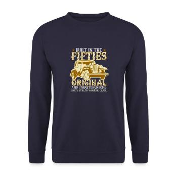 Built In Fifties Original And Unrestored Born 1950 - Unisex Pullover - Navy - Vorne - Alina (178cm) & Michal (187cm)