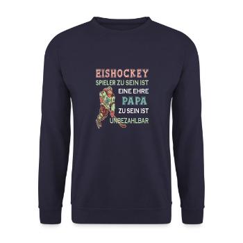 EISHOCKEY PAPA - Unisex Pullover - Navy - Vorne - Alina (178cm) & Michal (187cm)