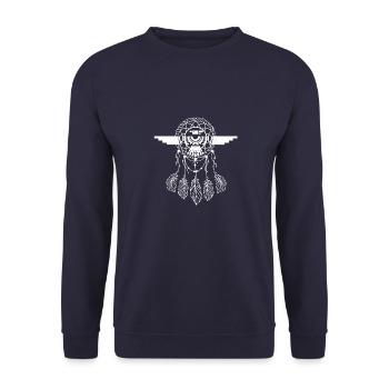 Indianer Ureinwohner Traumfänger Cowboy Western - Unisex Pullover - Navy - Vorne - Alina (178cm) & Michal (187cm)