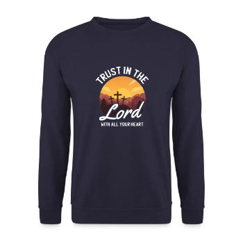 Jésus Proverbe Dieu foi Bible Prière Don - Sweat-shirt Unisexe - marine - Devant - Alina (178cm) & Michal (187cm)