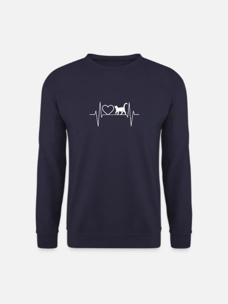 Katze Herzschlag Katzenfan - Unisex Pullover - Navy