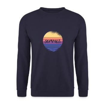 Servus Gruß Hallo Bayern Österreich vintage - Unisex Pullover - Navy - Vorne - Alina (178cm) & Michal (187cm)