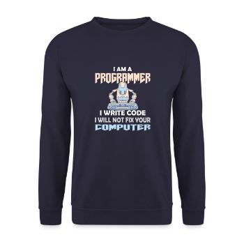 PROGRAMMER CODER HACKER - Unisex Sweatshirt - navy - Front - Alina (178cm) & Michal (187cm)