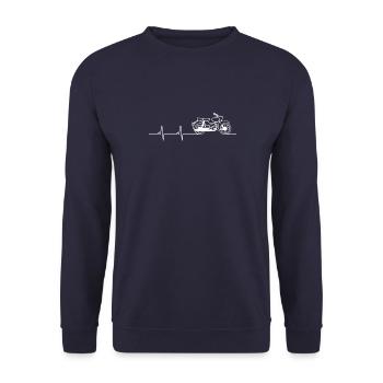 Simson Star battement de cœur ECG Pulslinie Heartbeat - Sweat-shirt Unisexe - marine - Devant - Alina (178cm) & Michal (187cm)