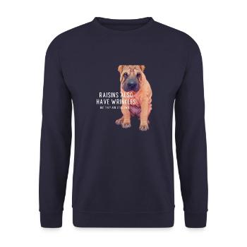Raisins also have wrinkles - Shar pei Gift - Unisex Pullover - Navy - Vorne - Alina (178cm) & Michal (187cm)