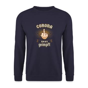 Corona geimpft Impfung Impfkampagne Geschenk - Unisex Pullover - Navy - Vorne - Alina (178cm) & Michal (187cm)