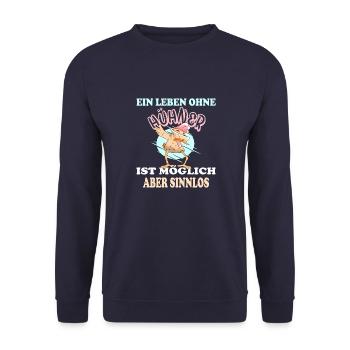 Hühnerstall Hühner Henne Huhn - Unisex Pullover - Navy - Vorne - Alina (178cm) & Michal (187cm)