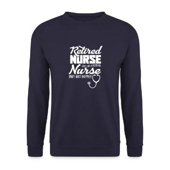 Krankenschwester Rente Medizin Pflege Geschenk - Unisex Pullover - Navy - Vorne - Alina (178cm) & Michal (187cm)