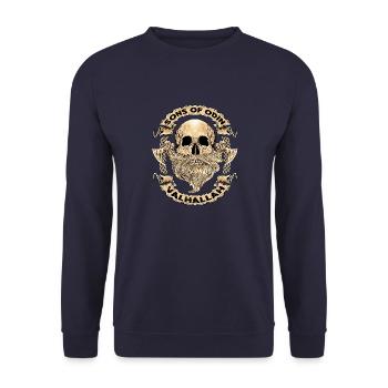 Skull Viking Valhalla - Unisex Sweatshirt - navy - Front - Alina (178cm) & Michal (187cm)