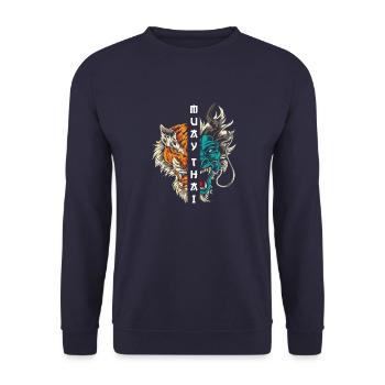 Muay Thai Dragon Tiger - Unisex Sweatshirt - navy - Front - Alina (178cm) & Michal (187cm)