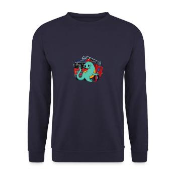 Fire truck with Dino blue light - Unisex Sweatshirt - navy - Front - Alina (178cm) & Michal (187cm)