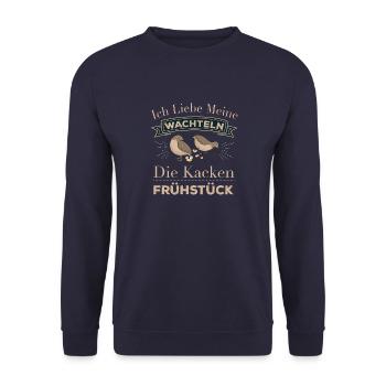 Zwergwachtel Wachteln Wachteleier Frühstück Retro - Unisex Pullover - Navy - Vorne - Alina (178cm) & Michal (187cm)