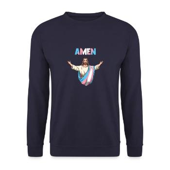 Drôle de transgenre Jésus - Sweat-shirt Unisexe - marine - Devant - Alina (178cm) & Michal (187cm)