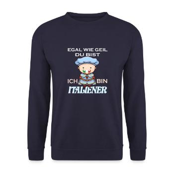 Ich bin Italiener Italien Italienerin Geschenk - Unisex Pullover - Navy - Vorne - Alina (178cm) & Michal (187cm)