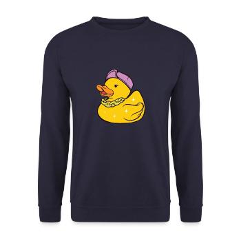 Gangster bath duck, small bandit, cool robber. - Unisex Sweatshirt - navy - Front - Alina (178cm) & Michal (187cm)