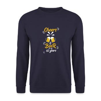 60 Jahre Geburtstag Birthday Bier Geschenk - Unisex Pullover - Navy - Vorne - Alina (178cm) & Michal (187cm)