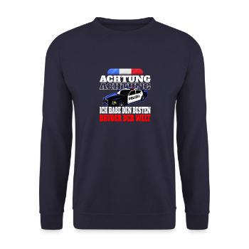 Polizei Bruder Bester Großer kleiner Kind Geschenk - Unisex Pullover - Navy - Vorne - Alina (178cm) & Michal (187cm)