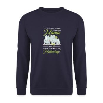 Muttertag Mutter Mummy Elefant Spruch Geschenk - Unisex Pullover - Navy - Vorne - Alina (178cm) & Michal (187cm)