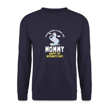 Fête des mères Maman Maman Mummy Premier éléphant Cadeau - Sweat-shirt Unisexe - marine - Devant - Alina (178cm) & Michal (187cm)