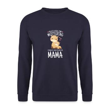 Muttertag Mutter Mummy Erster Giraffe Geschenk - Unisex Pullover - Navy - Vorne - Alina (178cm) & Michal (187cm)