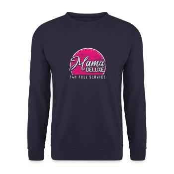 Muttertag Mutter Mummy Spruch 24 Stunden Geschenk - Unisex Pullover - Navy - Vorne - Alina (178cm) & Michal (187cm)