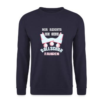 Rollschuh Rollschuhe Rollschuhlaufen Geschenk - Unisex Pullover - Navy - Vorne - Alina (178cm) & Michal (187cm)