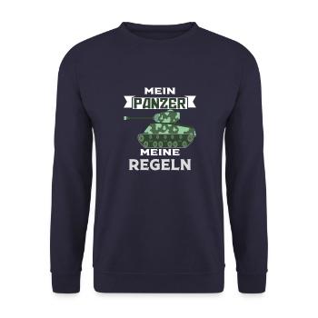 Panzer Panzerfahrer Soldat Geschenk - Unisex Pullover - Navy - Vorne - Alina (178cm) & Michal (187cm)
