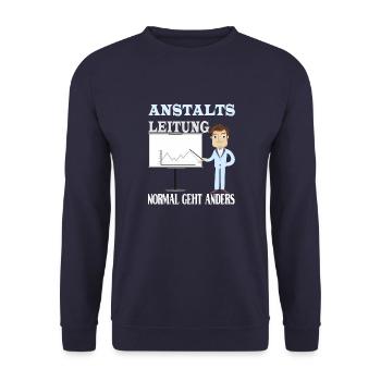 Anstaltsleitung normal geht anders - Unisex Pullover - Navy - Vorne - Alina (178cm) & Michal (187cm)