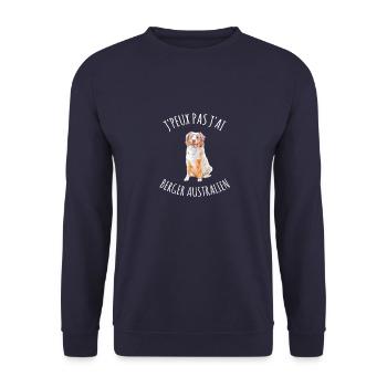 Tshirt j'peux pas j'ai berger australien, - Sweat-shirt Unisexe - marine - Devant - Alina (178cm) & Michal (187cm)