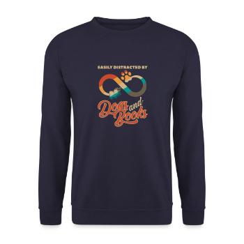 Easily distractable by books and dogs for Bookah - Unisex Sweatshirt - navy - Front - Alina (178cm) & Michal (187cm)
