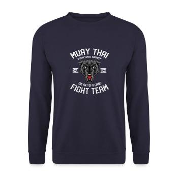 Muay Thai Thai Boxing Panther - Unisex Sweatshirt - navy - Front - Alina (178cm) & Michal (187cm)