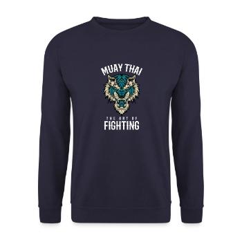Muay Thai Lion Thai Boxing and Kickboxing - Unisex Sweatshirt - navy - Front - Alina (178cm) & Michal (187cm)