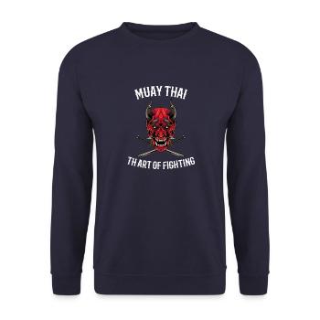 Muay Thai Oni Thailand Thai Boxing - Unisex Sweatshirt - navy - Front - Alina (178cm) & Michal (187cm)