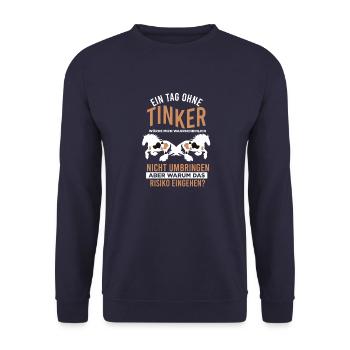 Ein Tinker im Stall, Pferd - Unisex Pullover - Navy - Vorne - Alina (178cm) & Michal (187cm)