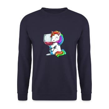 Funny Wine Unicorn Drinking - Unisex Sweatshirt - navy - Front - Alina (178cm) & Michal (187cm)