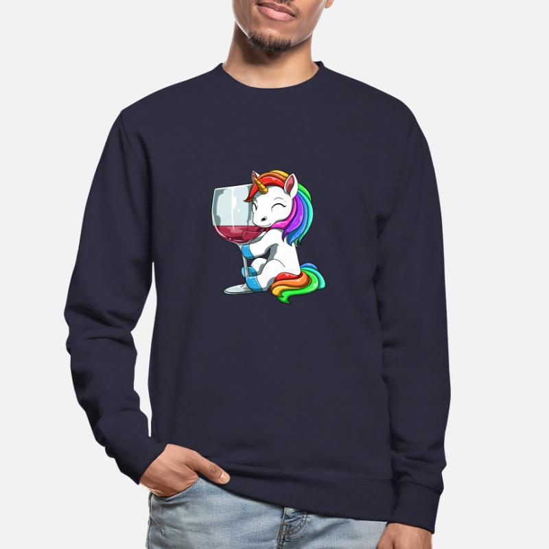 Funny Wine Unicorn Drinking Unisex Sweatshirt