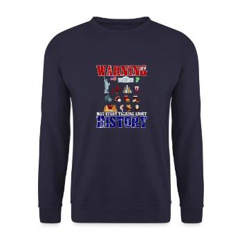 History Warning History Teacher of History - Unisex Sweatshirt - navy - Front - Alina (178cm) & Michal (187cm)