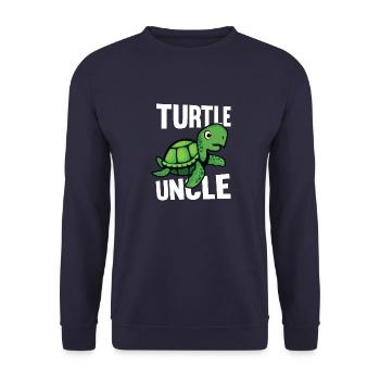Turtle Baby Uncle Turtle Saying Gift - Unisex Sweatshirt - navy - Front - Alina (178cm) & Michal (187cm)