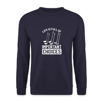 Golf Golfer Golf Clubs Sport Golf Ball Saying - Unisex Sweatshirt - navy - Front - Alina (178cm) & Michal (187cm)