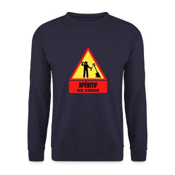 Apéritif en cours Humour Alcool Amis - Sweat-shirt Unisexe - marine - Devant - Alina (178cm) & Michal (187cm)