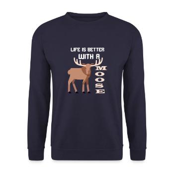 Moose moose deer reindeer forest animal gift - Unisex Sweatshirt - navy - Front - Alina (178cm) & Michal (187cm)