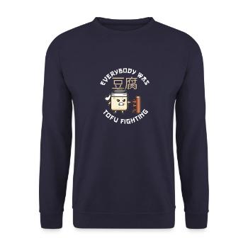 Tofu Kämpfen Lustig Vegan Umwelt Vegane Liebe - Unisex Pullover - Navy - Vorne - Alina (178cm) & Michal (187cm)